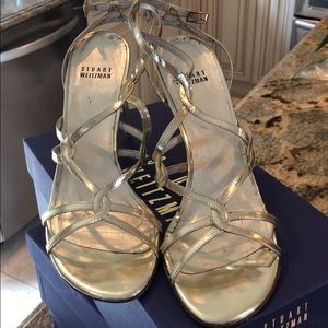 Stuart Weitzman Pale Gold Specchio Calf Sandals